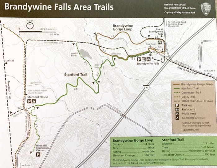 Trail map of Brandywine Falls, Ohio